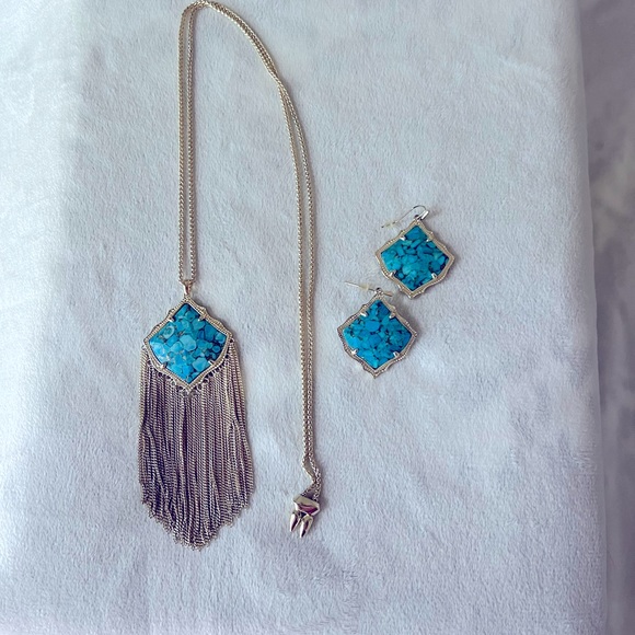 Kendra Scott bronze Veined Turquoise set - Picture 1 of 8